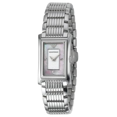 Emporio Armani ladies' mother of pearl diamond-set watch