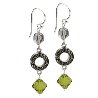 Sterling silver and green crystal drop earrings - Product number 5703220