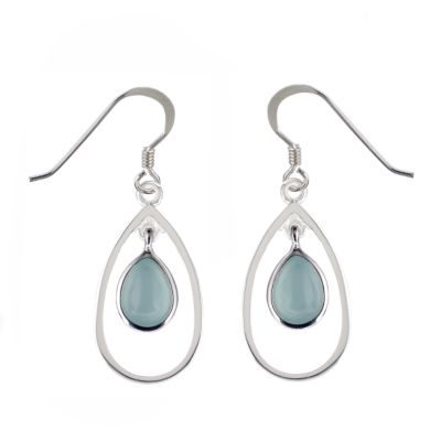 Sterling silver green pear drop earrings - Product number 5703409