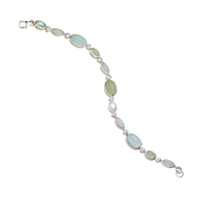 Sterling silver green stone and cubic zirconia bracelet - Product number 5703611