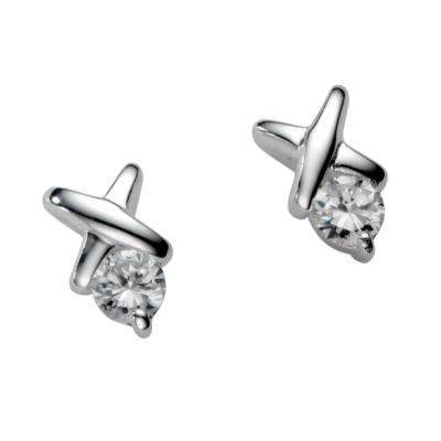 Sterling silver cubic zirconia kiss stud earrings - Product number 5704545