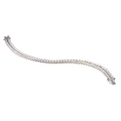 Sterling silver leaf cubic zirconia bracelet