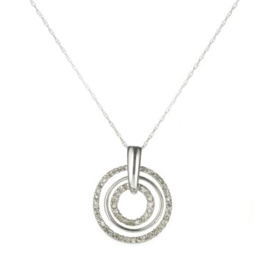 9ct White Gold Three Circle Diamond Pendant