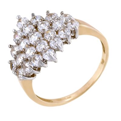 9ct Yellow Gold Cubic Zirconia Cluster Ring - Product number 5711436