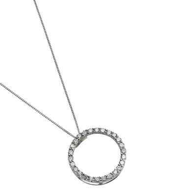 9ct White Gold Cubic Zirconia Small Circle Pendant - Product number 5713285