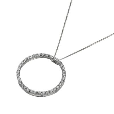 9ct White Gold Cubic Zirconia Circle Pendant - Product number 5713293