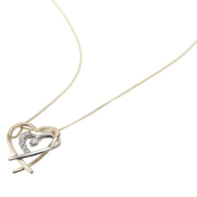 9ct Two-Colour Gold Cubic Zirconia Heart Pendant - Product number 5713358