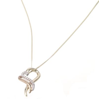 9ct Three Colour Gold Cubic Zirconia Heart Pendant - Product number 5713366