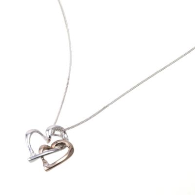 Unbranded 9ct White And Rose Gold Entwined Hearts Pendant