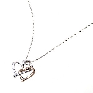 9ct White And Rose Gold Entwined Hearts Pendant