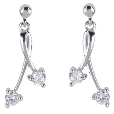 9ct White Gold Cubic Zirconia Drop Earrings - Product number 5713684