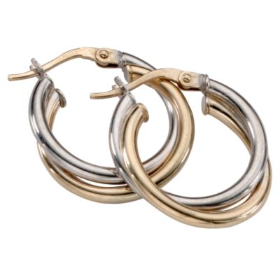 9ct Yellow And White Gold Creole Earrings - Product number 5713781