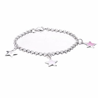 Sterling silver diamond star bracelet