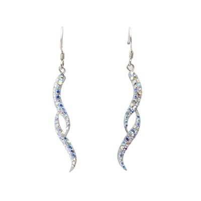 9ct White Gold Crystal Drop Earrings