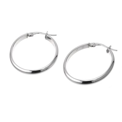9ct White Gold Large Oval Creole Earrings - Product number 5716608