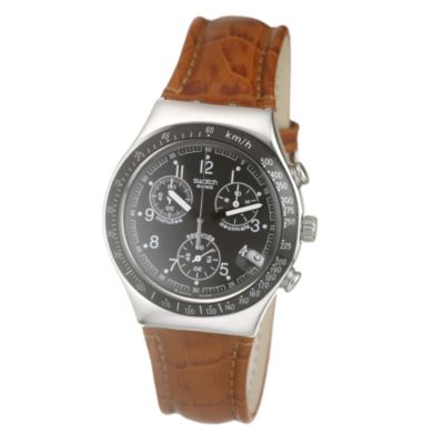 Swatch Dark Pheonix Men` Brown Strap Watch