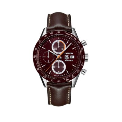 TAG Heuer Carrera Automatic brown leather strap watch - Product number 5717353