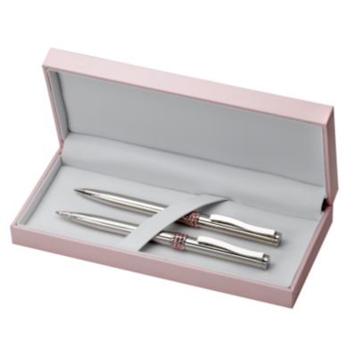 Pink Crystal Ballpen And Pencil Gift Set