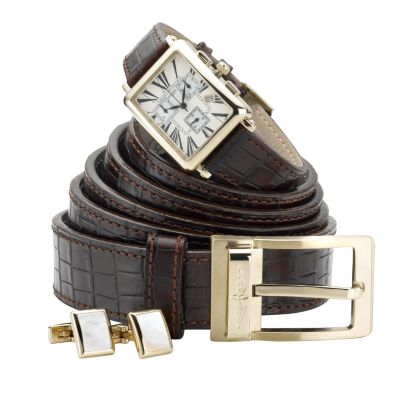 Rotary men's chronograph watch, leather belt and cufflink set - Product number 5717620