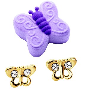 9ct gold Crystal Butterfly Stud Earrings