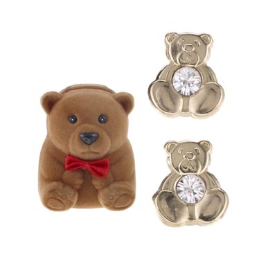 9ct Gold Teddy Bear Crystal-set Stud Earrings - Product number 5721733