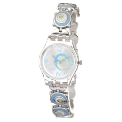 Swatch Check Pea Ladies`Yellow and Blue Bracelet Watch