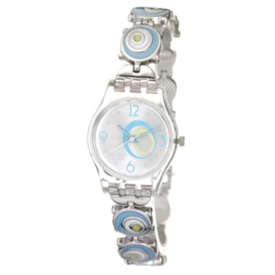 Swatch Check Pea Ladies`Yellow and Blue Bracelet Watch