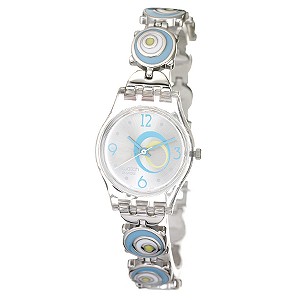 Swatch Check Pea Ladies`Yellow and Blue Bracelet Watch