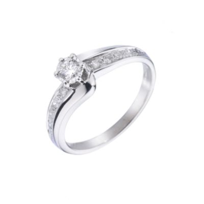 18ct White Gold 1/4 Carat Diamond Twist Ring