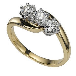 18ct Gold 3/4 Carat Three-Stone Diamond Ring