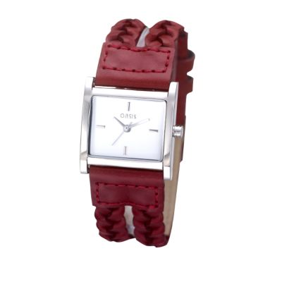 Oasis Ladies Red Plaited Strap Watch