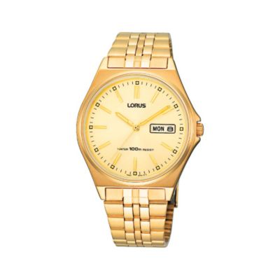Lorus Men` Gold-Plated Bracelet Watch