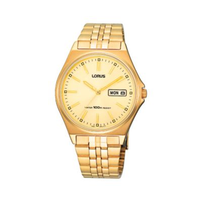 Men` Gold-Plated Bracelet Watch