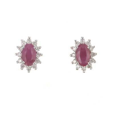 H Samuel 9ct Gold Diamond and Ruby Earrings
