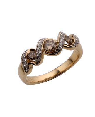 9ct Gold 1/2 Carat Brown Diamond Three Stone Ring
