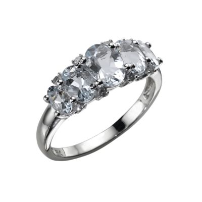 9ct White Gold Aquamarine and Diamond Ring - Product number 5736706