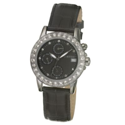 Morgan Ladies' Black Multi-dial Leather Strap Watch - Product number 5738210