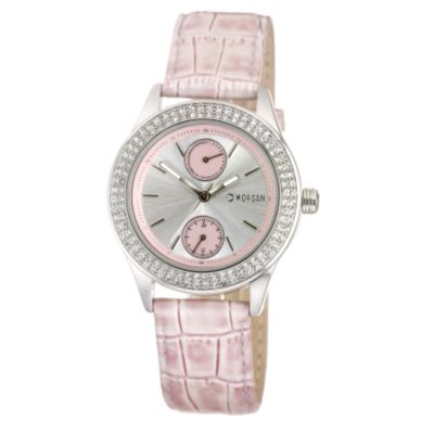 Morgan Ladies' Multi-functional Dial Pink Strap Watch