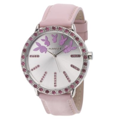 Playboy Ladies`Pink Strap Logo Watch