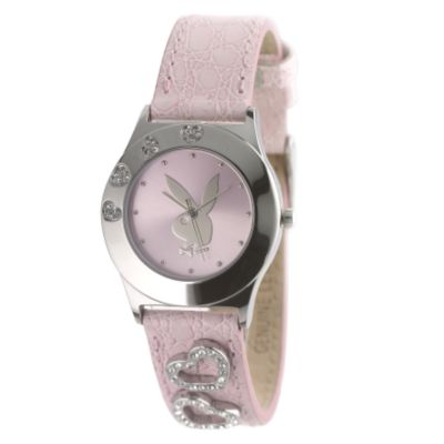 Playboy Ladies' Pink Heart Strap Watch - Product number 5738385