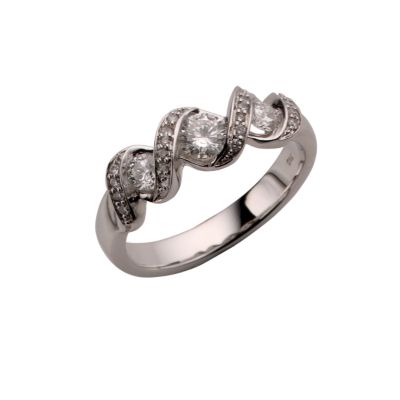 9ct Gold 1/2 Carat Brown Diamond Three Stone Ring - Product number 5739047