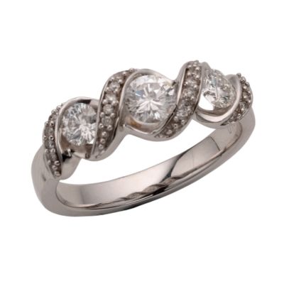 18ct White Gold 3/4 Carat Diamond Three Stone Ring - Product number 5739187