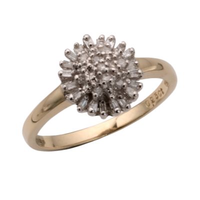 9ct Gold 1/4 Carat Diamond Cluster Ring