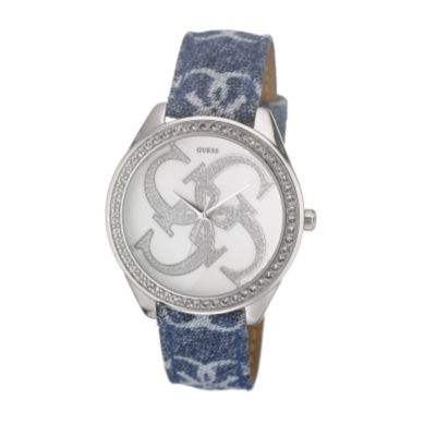 Guess Ladies' Blue Denim Strap Watch