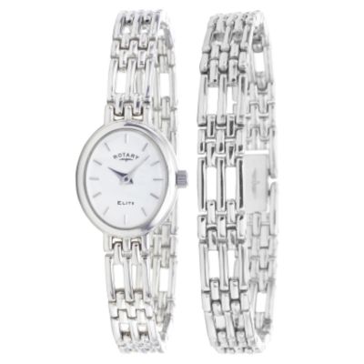 Ladies`Sterling Silver Watch and Bracelet Set