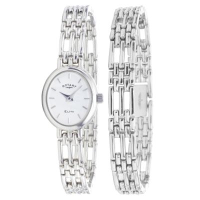 Rotary Ladies`Sterling Silver Watch and Bracelet Set