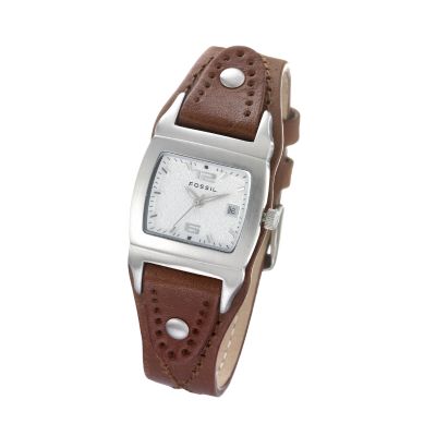 Fossil Ladies' Tan Leather Cuff Watch