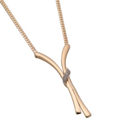 9ct Gold Diamond Bar Pendant