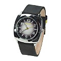 Bench Men's Round Degrade Dial and Black Leather Strap