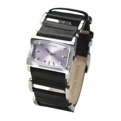 Bench Ladies`Lilac Dial and Black Leather Strap Watch
